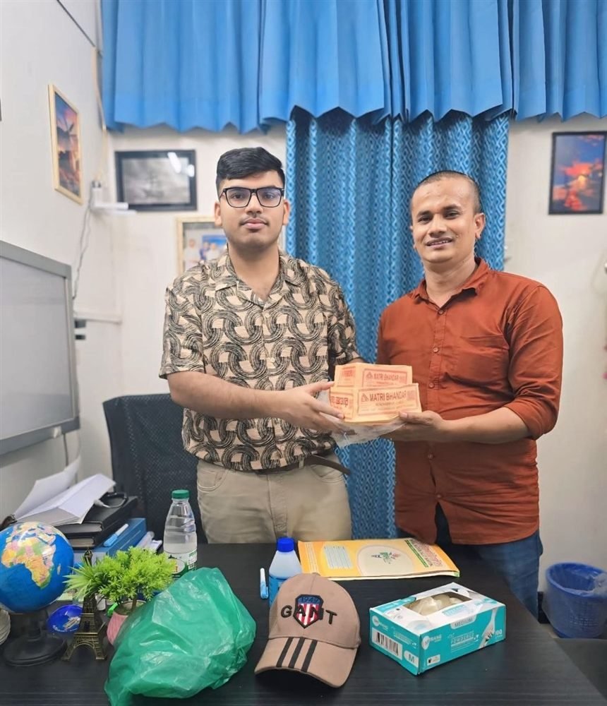 A patient gifting sweets to Dr. Khaled Hasan Milu